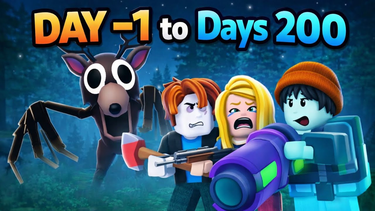 Survived 200 Days in 99 night in the forest 🔦gameplay 