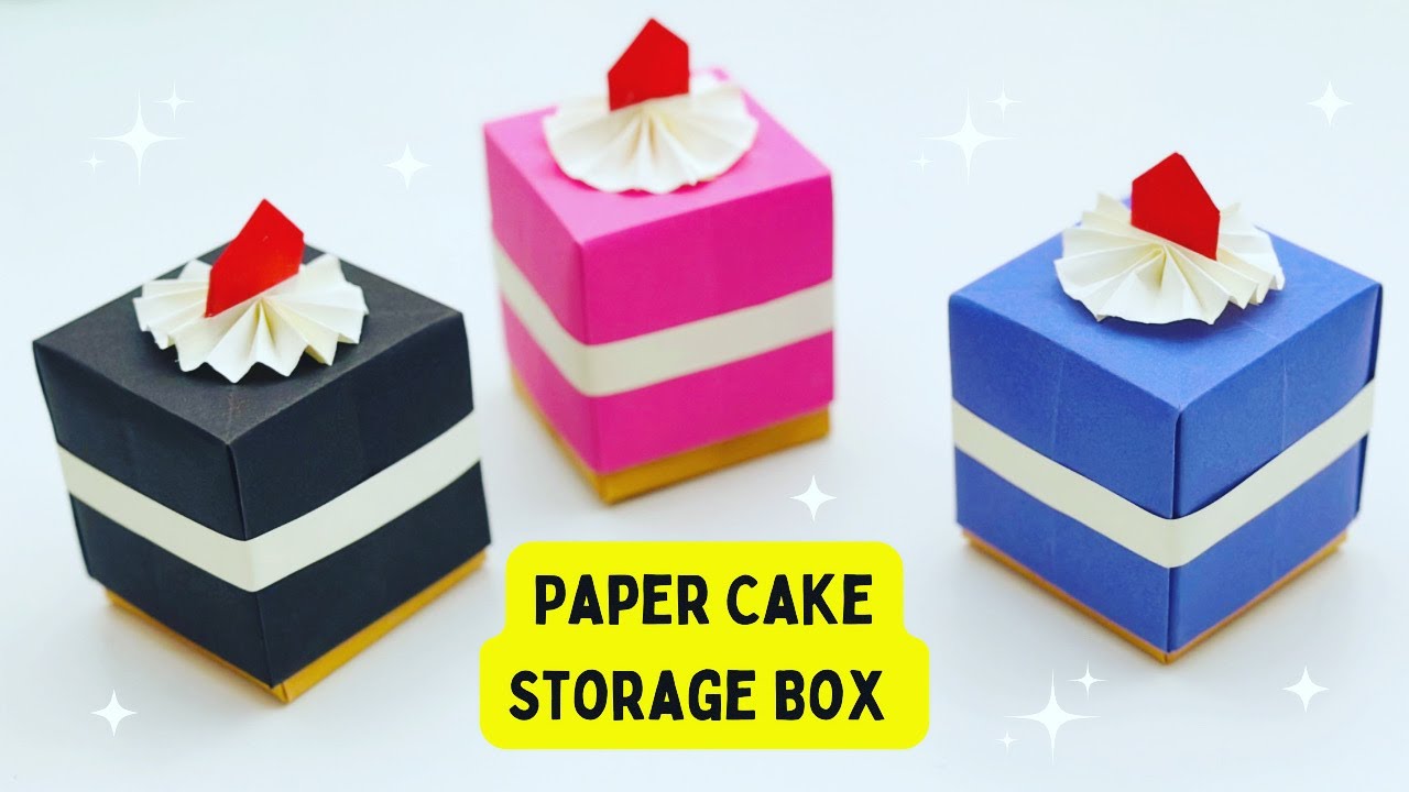 🔸DIY Mini Origami Paper Cake Box / Paper Craft / Origami Storage Box DIY / Organizer Box #diy #craft
