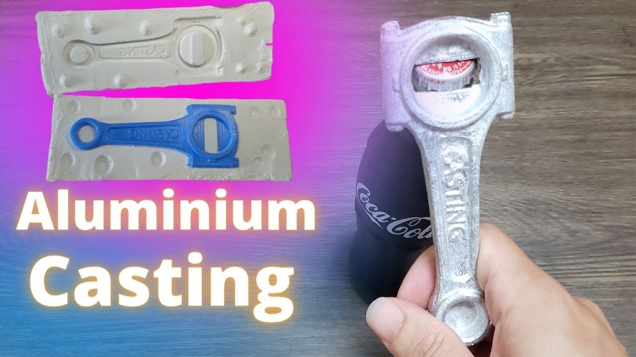 Bottle opener connecting rod cast in aluminum using plaster 3D print