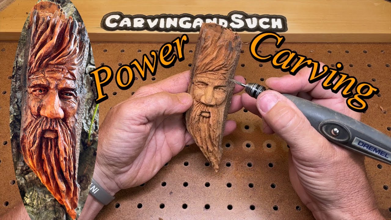Mini wood spirit wood carving with Dremel 3000 and Mini Engraving Pen