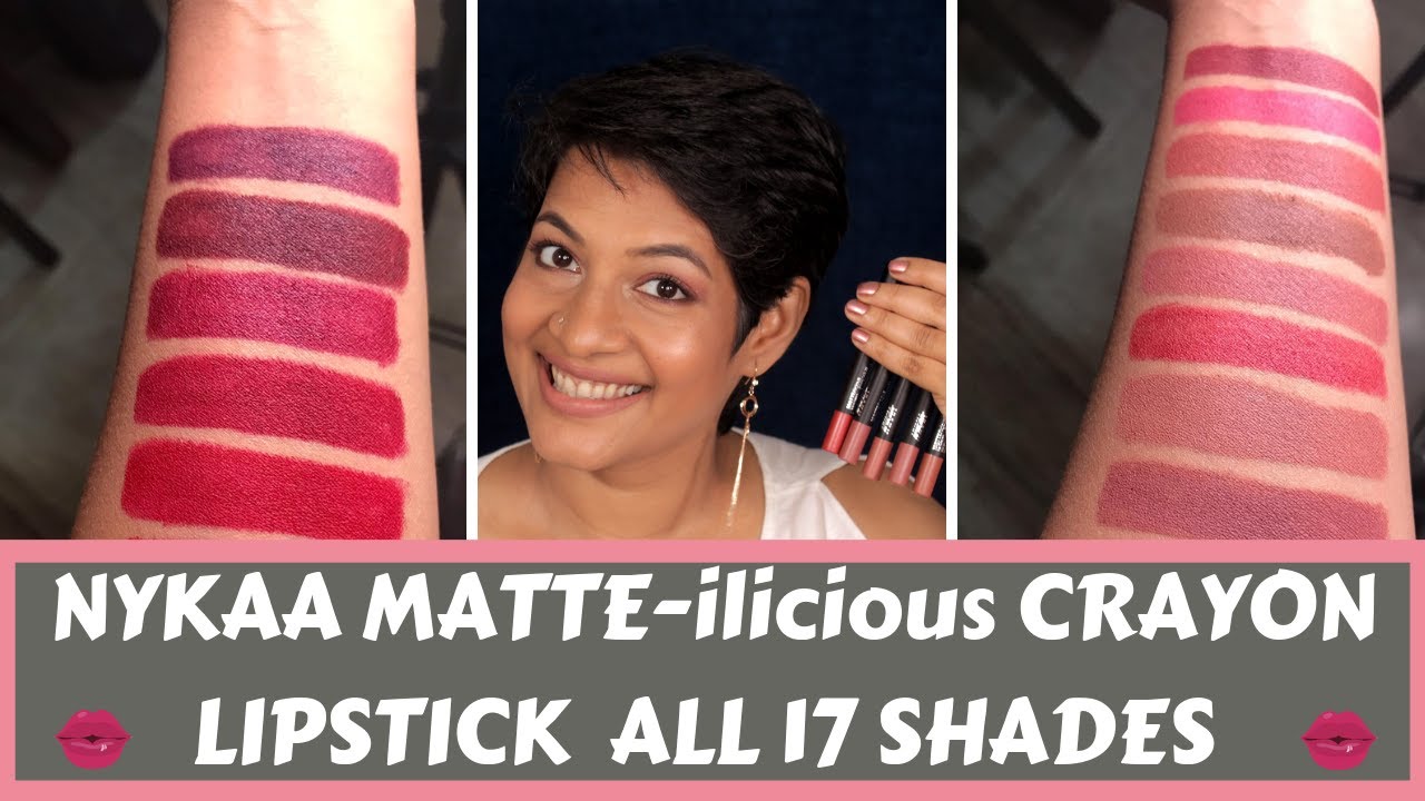 Nykaa MATTElicious Lip Crayon -All 17 shades * 5 NEW shades included--  Review & Swatches