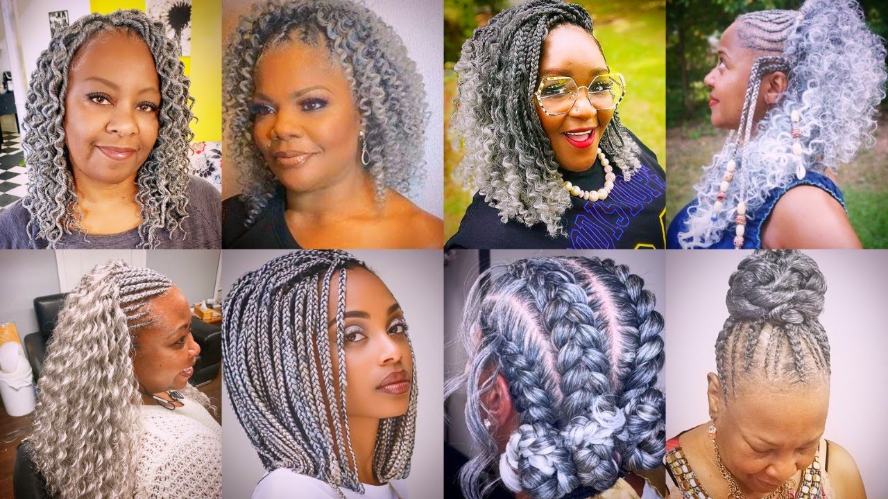💖🔥80 + Grey Inspired Braids for Black Women Hairstyles| Braids Hairstyles for Grey Hair💯
