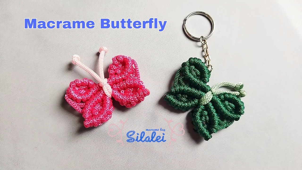 Cara Membuat Kupu-Kupu Dari Tali Kur - Tutorial Macrame Butterfly - Macrame Keychain Butterfly