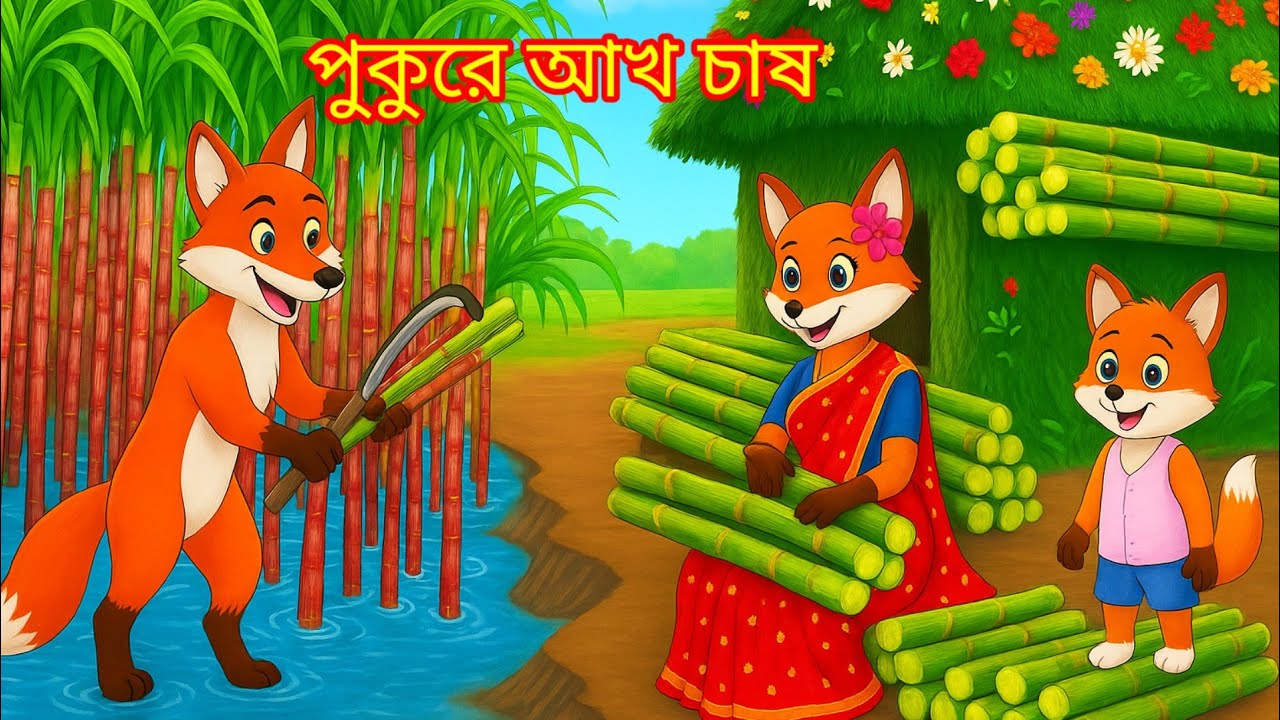 পুকুরে আখ চাষ। Pukure Akh Cash। Shiyaler Cartoon Video। Fox Cartoon Video। Bangla Cartoon #cartoon