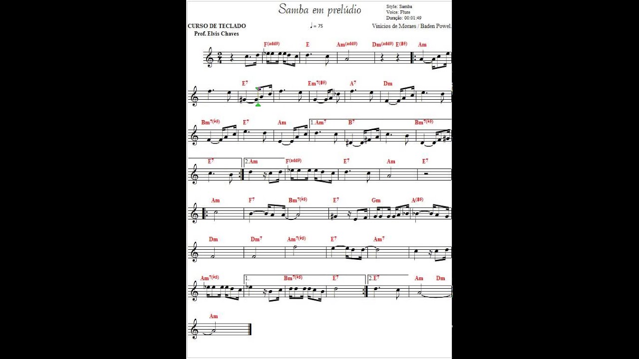 Samba em prelúdio - Partitura