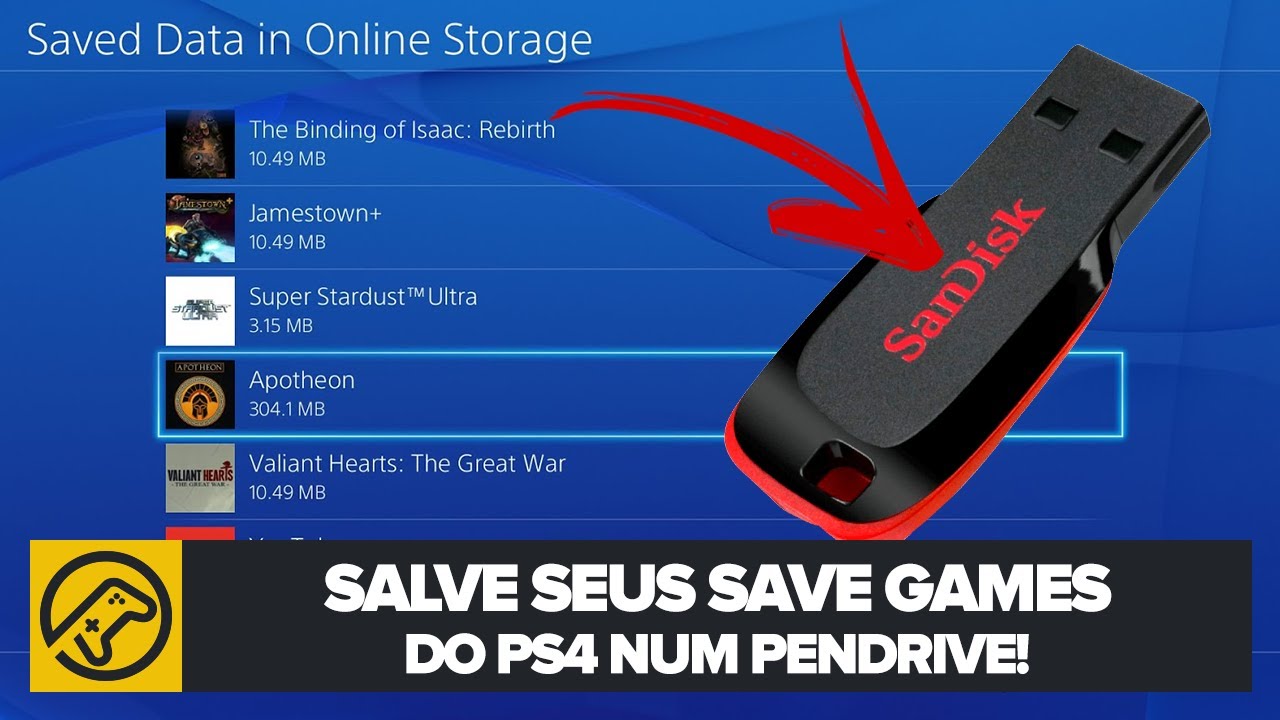 DICA: Como salvar os SAVE GAMES do PS4 no PENDRIVE!