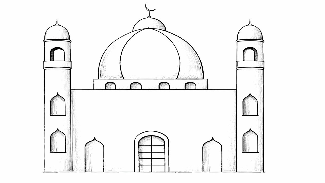 How to draw beautiful Mosque /Mosque drawing #mosquedrawing 