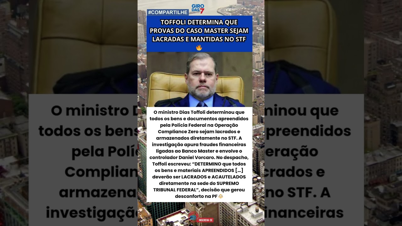 Toffoli manda lacrar provas do Caso Master ⚖️