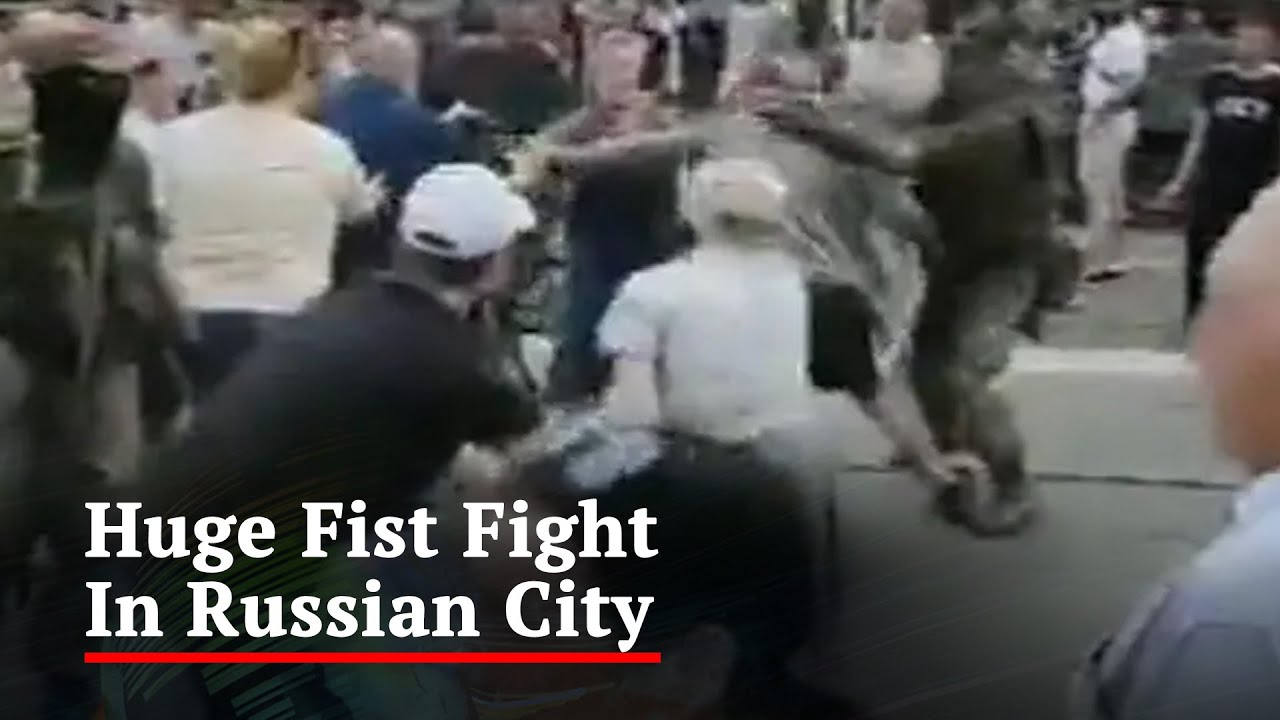 Huge Fist Fight In Russian City As Mercenary Group Claims Control