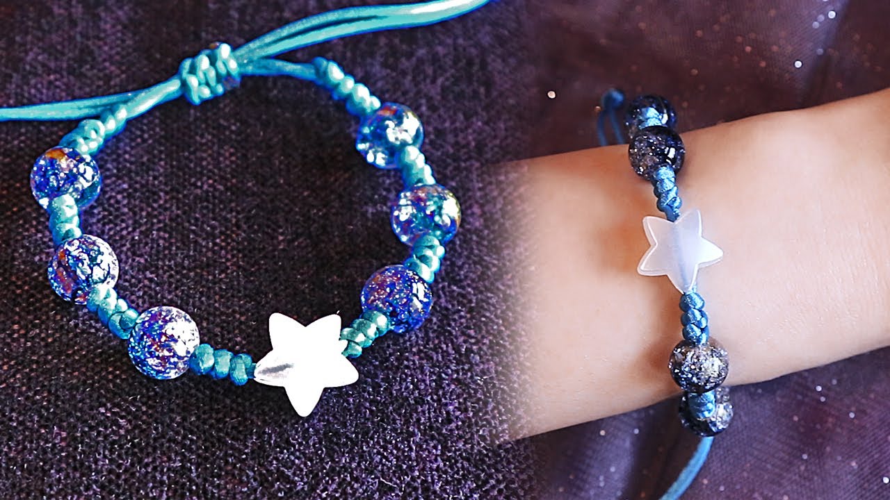 星星手鍊DIY/串珠繩編製作教程/蛇結How To Make Friendship Bracelets Easy/Beaded Bracelet Making Tutorial/snake knot
