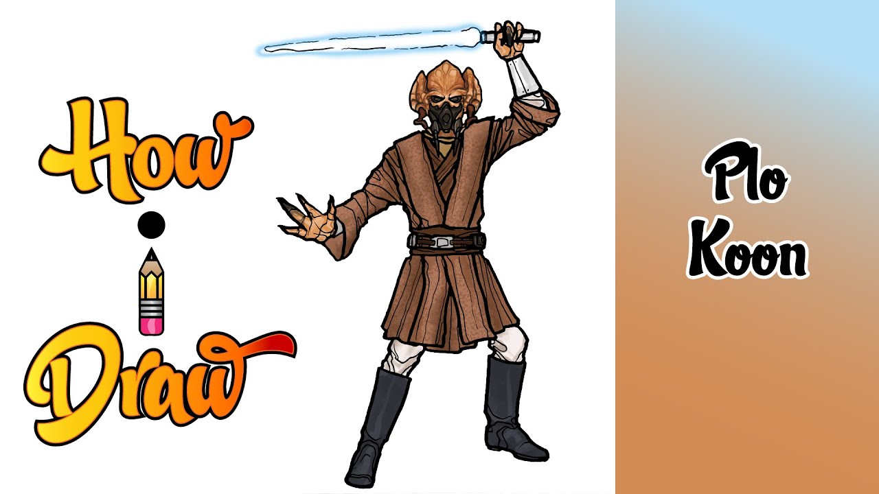 How I Draw PLO KOON from STAR WARS | ** how to draw plo koon jedi master **