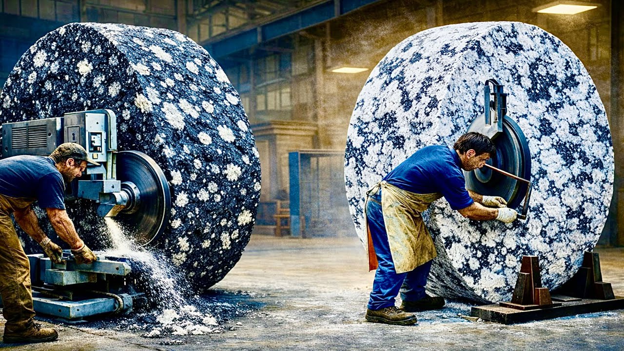 “Inside Marble Factory | Massive Stone Cutting Process with Powerful Machines”