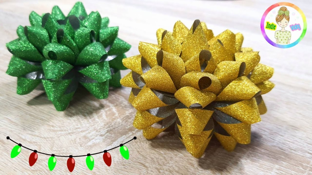 How to Make a Star Gift Bow/ ทำโบว์ริบบิ้นติดกล่องของขวัญ