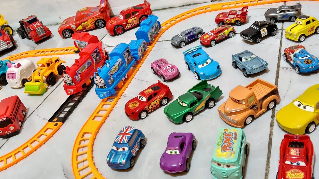 Drama Mainan kreta api Thomas, Disney Pixar Cars, TAYO ROBOCAR POLI, excavator, dump truk, truk dll