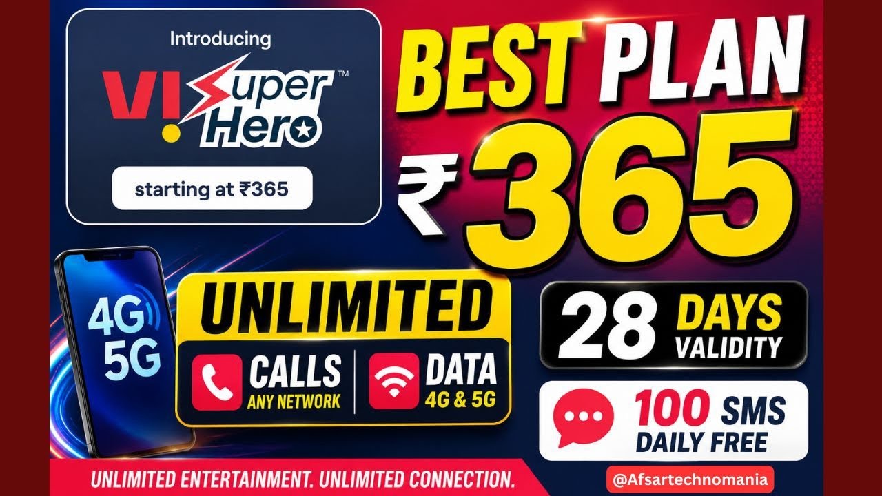 VI ₹365 Recharge Plan Full Details 2026 🚀 Unlimited Calls, Data & 100 SMS Daily | Best 4G/5G Plan👍🎉
