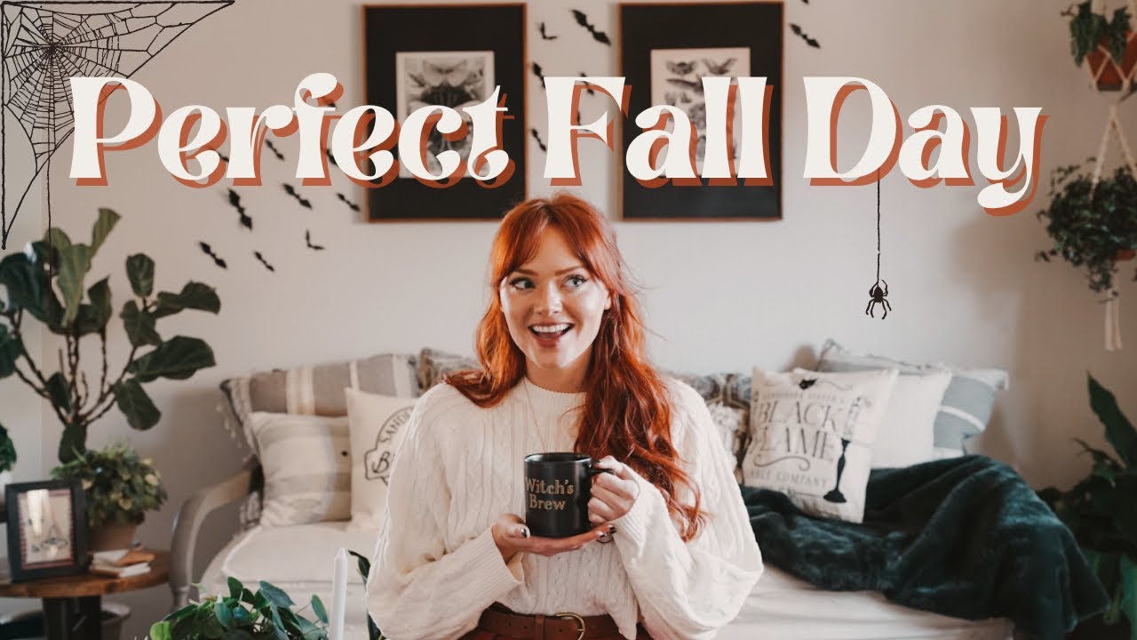 🍁 Perfect Fall Day 🍁 // reading in an autumn wonderland, pumpkin baking, spooky movies