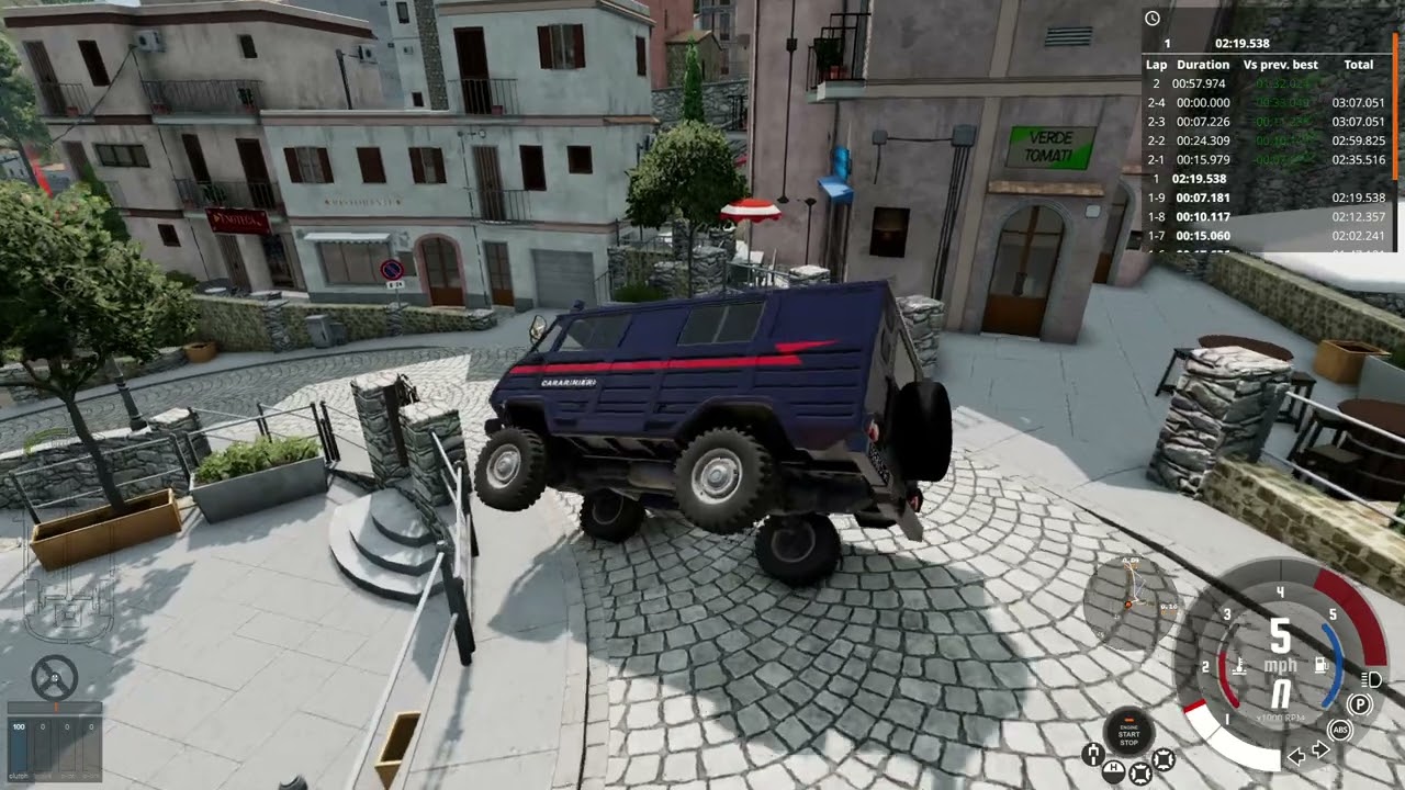 BeamNG drive [Mountain Village Circuit, Autobello Stambecco 505-F Carabinieri] Awesome uprighting!