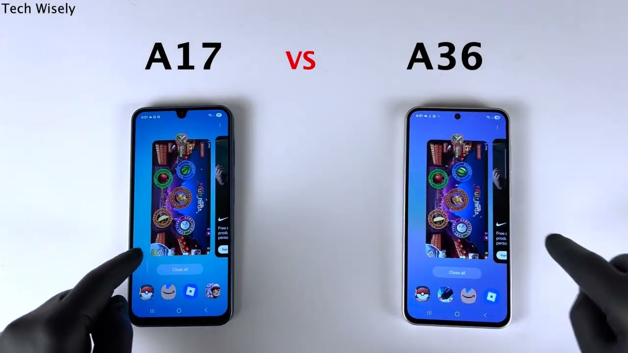 SAMSUNG A17 против A36 — тест скорости