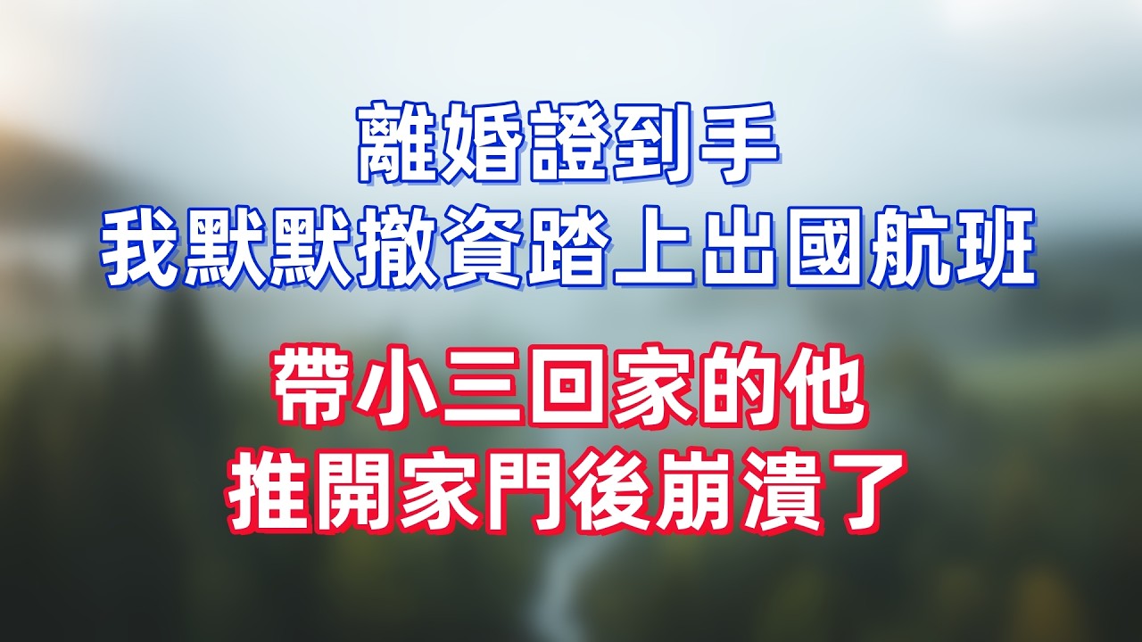 離婚證到手，我默默撤資踏上出國航班，帶小三回家的他，推開家門後崩潰了