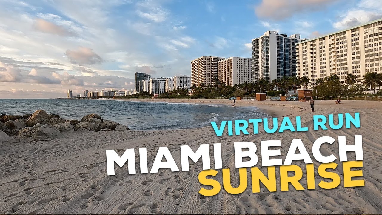 Virtual Beach Run - Gorgeous Sunrise on Miami Beach