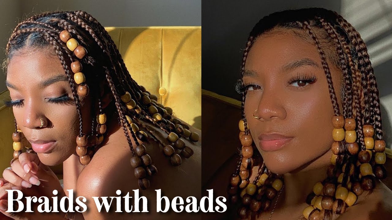 Braids with wooden Beads . No hair added . knotless