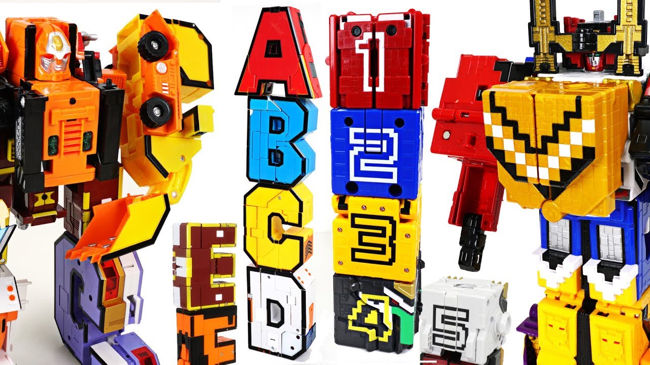 Alphabet combine transformers VS Power Rangers Zyuohger number cube - DuDuPopTOY