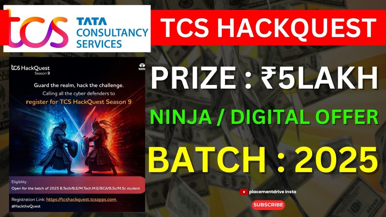 🔥 TCS HackQuest Season 9 | Win ₹5 Lakhs + TCS Cybersecurity Career Opportunity 🚀