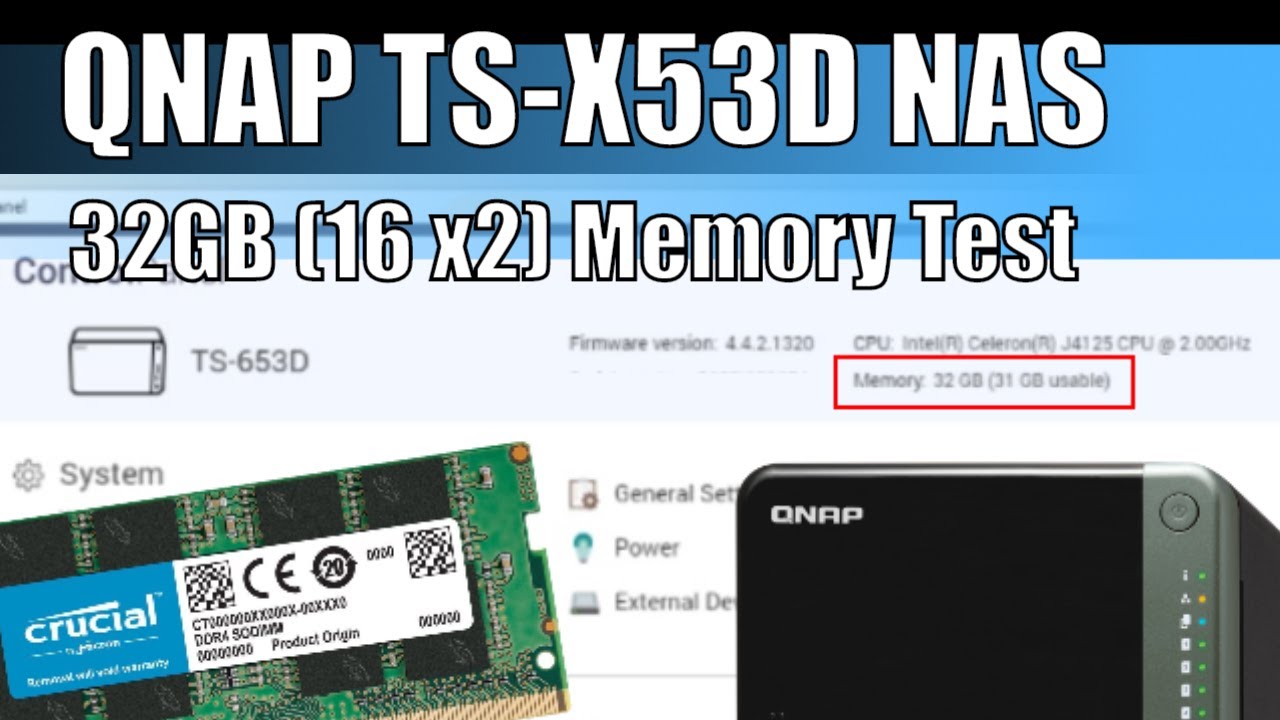 QNAP X53D NAS - 32GB (16GB x2) Crucial Memory Upgrade Test