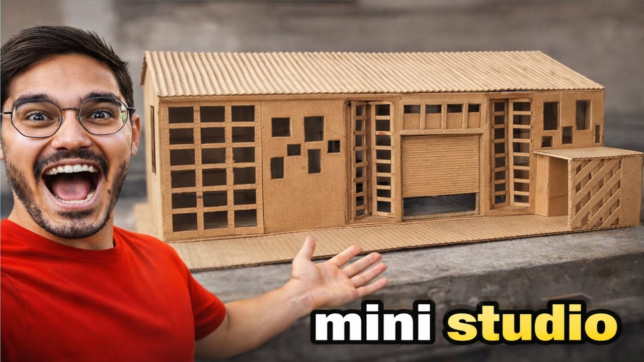 I build a mini studio of Mr crazy xyz ka new studio using cardboard DIY 