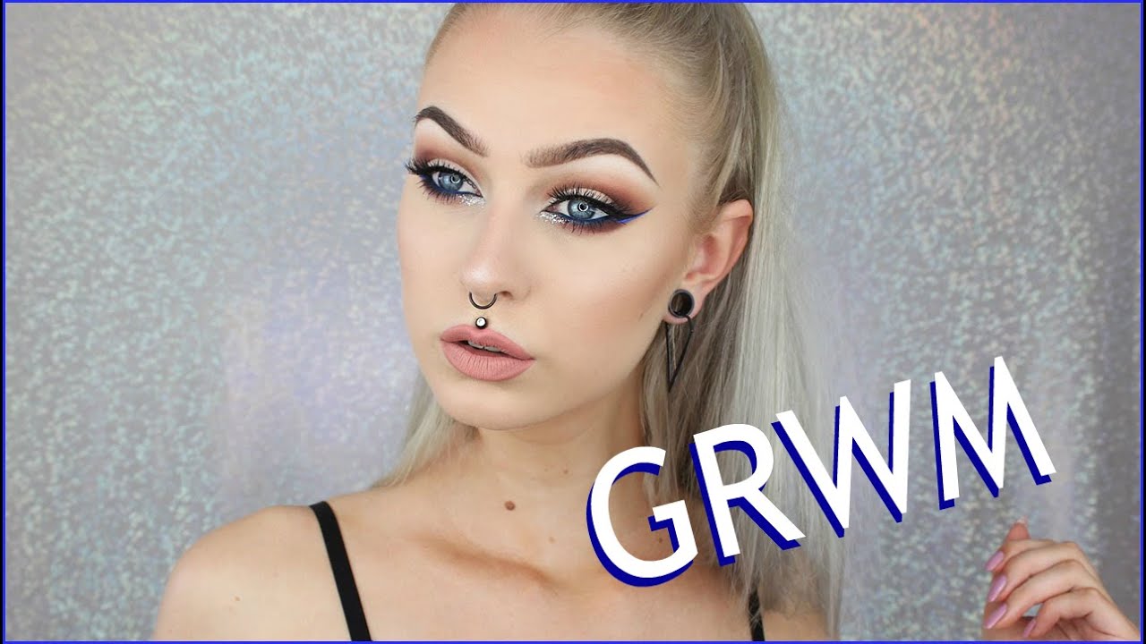 GRWM Drugstore Makeup & Hair - Blue Eyeliner | Evelina Forsell