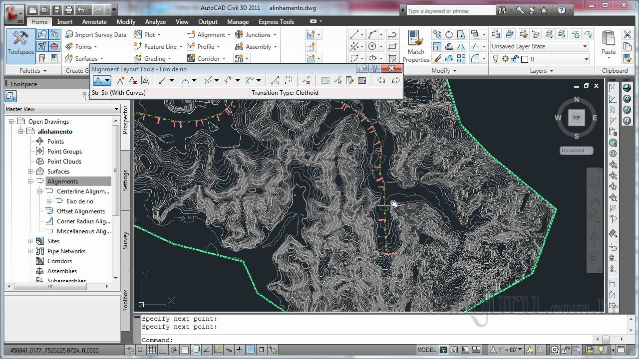 Criando alinhamentos - Curso AutoCAD Civil 3D - Aula 3.2 - cadguru
