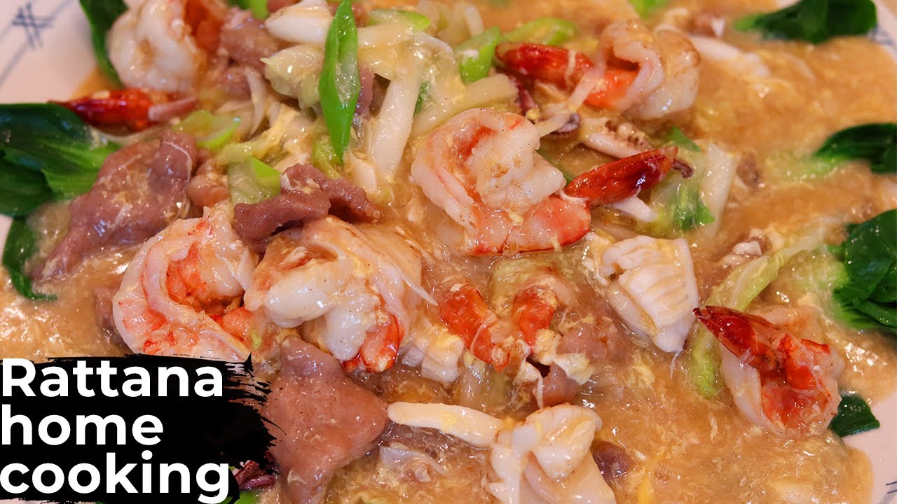 EP1: เส้นใหญ่ราดหน้าทะเล สูตรภัตตาคาร | Flat rice noodles with seafood recipe