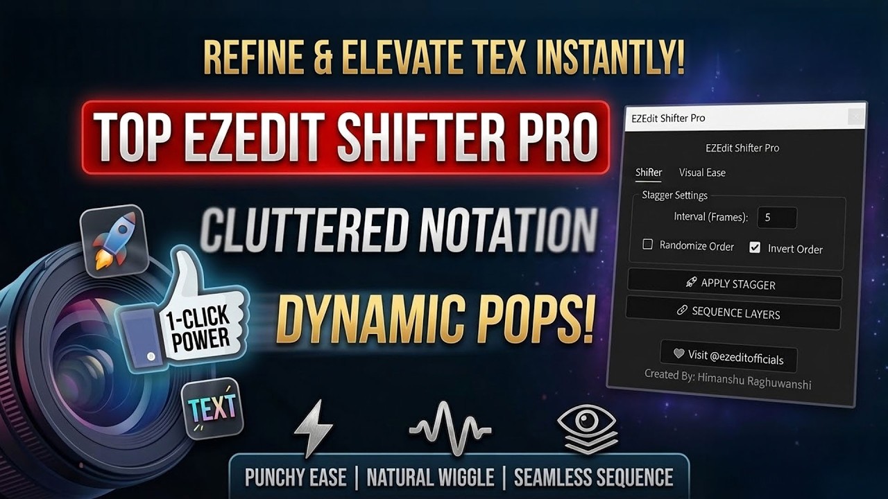 EZEdit Shifter Pro Plugin for After Effects 🔥 Stagger Layers & Apply Smooth Ease in Seconds