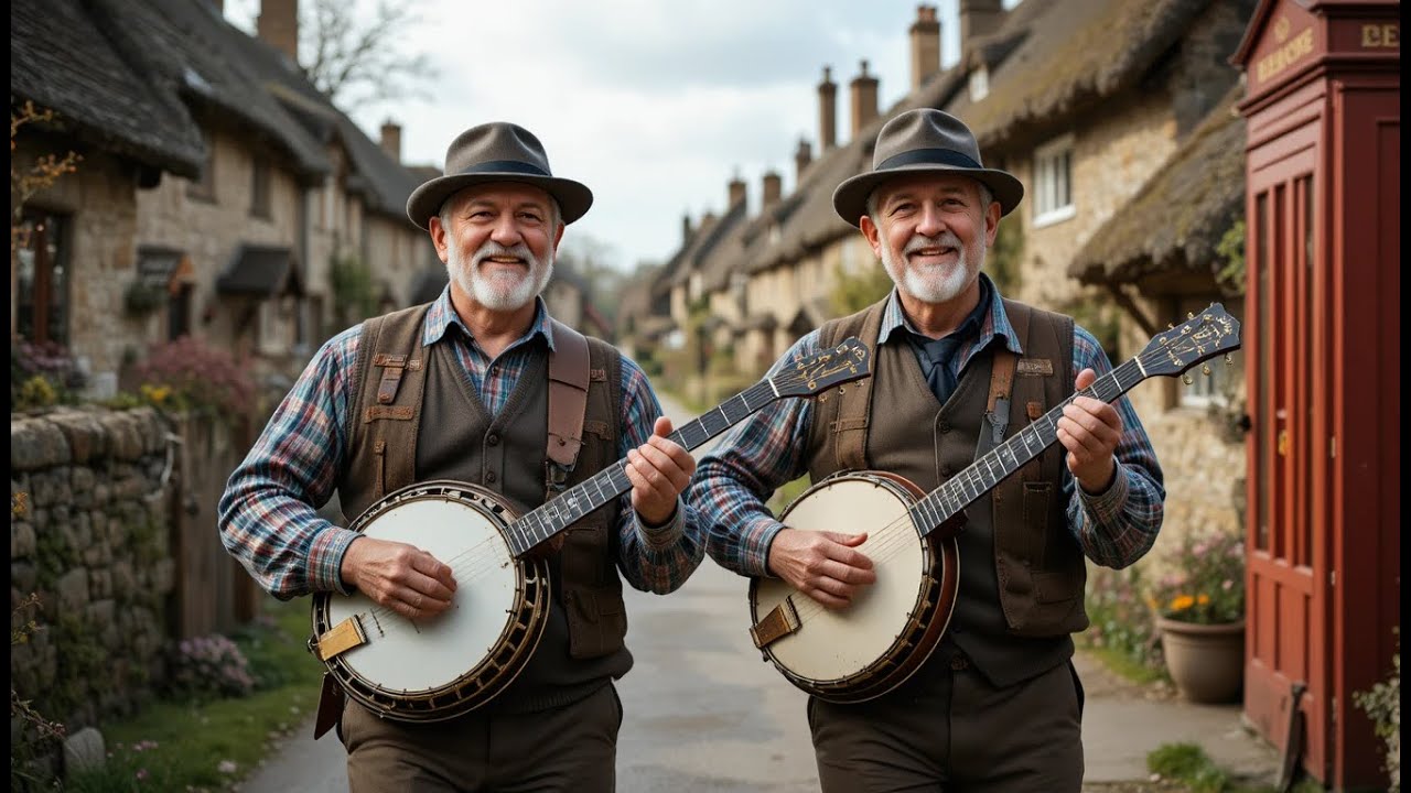 Two Old Men Playing Banjo in a Charming European Village | Timeless Folk Music Performance