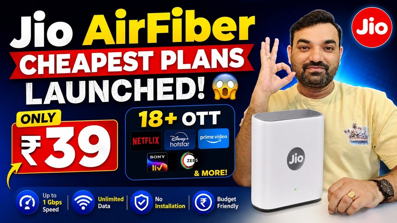 Jio AirFiber Cheapest Plans Launched! 😱 Only ₹39 | 18+ OTT & Live TV Plus Details #JioNewPlan