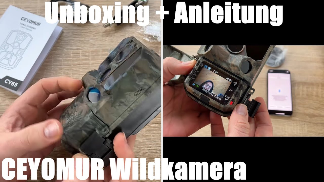 CEYOMUR CY65 30MP 1296P WiFi Bluetooth Wildkamera, Jagdkamera mit Nachtsicht Unboxing und Anleitung