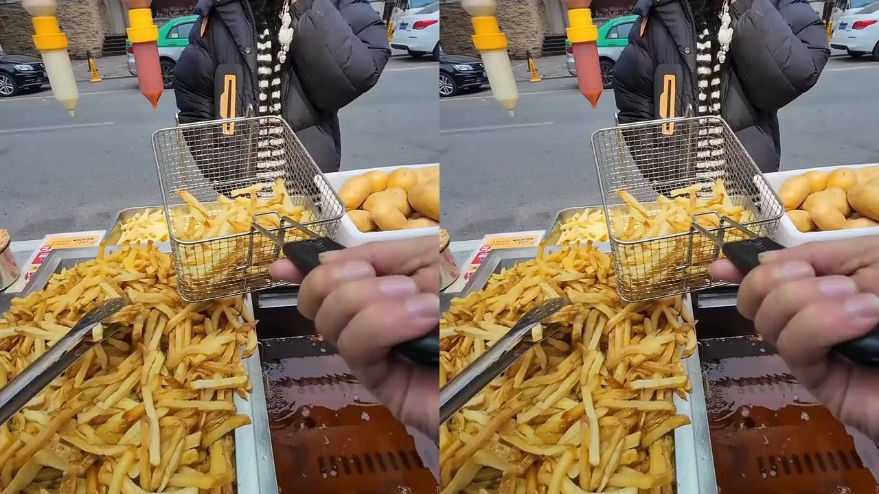 这个美女怎么这么着急呢？我都做好了又不要了#抖音美食推荐官 #薯条 #薯条🍟