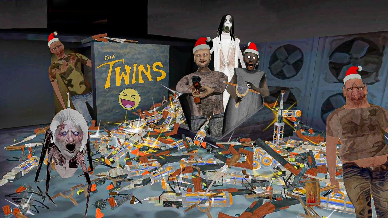 The Twins Remake - Unlimited Weapons Vs Granny Grandpa Bob and Buck Part - 2 || Roof Escape.
