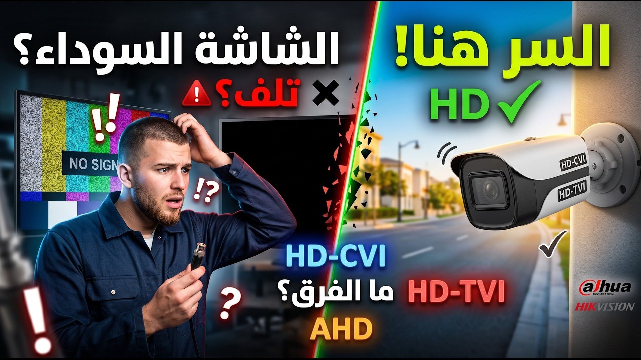 الفرق بين كاميرات CVI و TVI و AHD ولماذا تظهر الشاشة سوداء؟ | شرح مبسط 2026