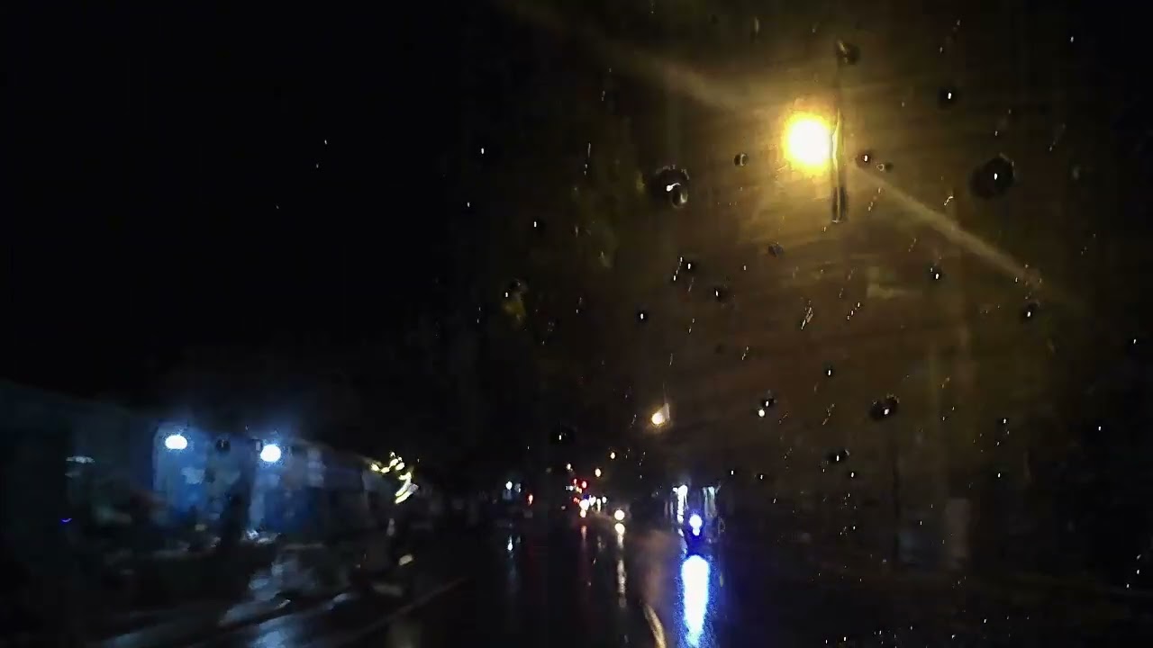 Soft rainy ambience during quiet night driving 