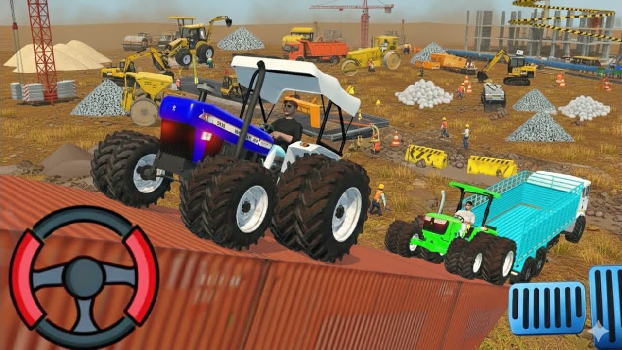 Drive 🕹️ New Holland And Jondhere_5075 Unloading truck full game play 📈🕹️