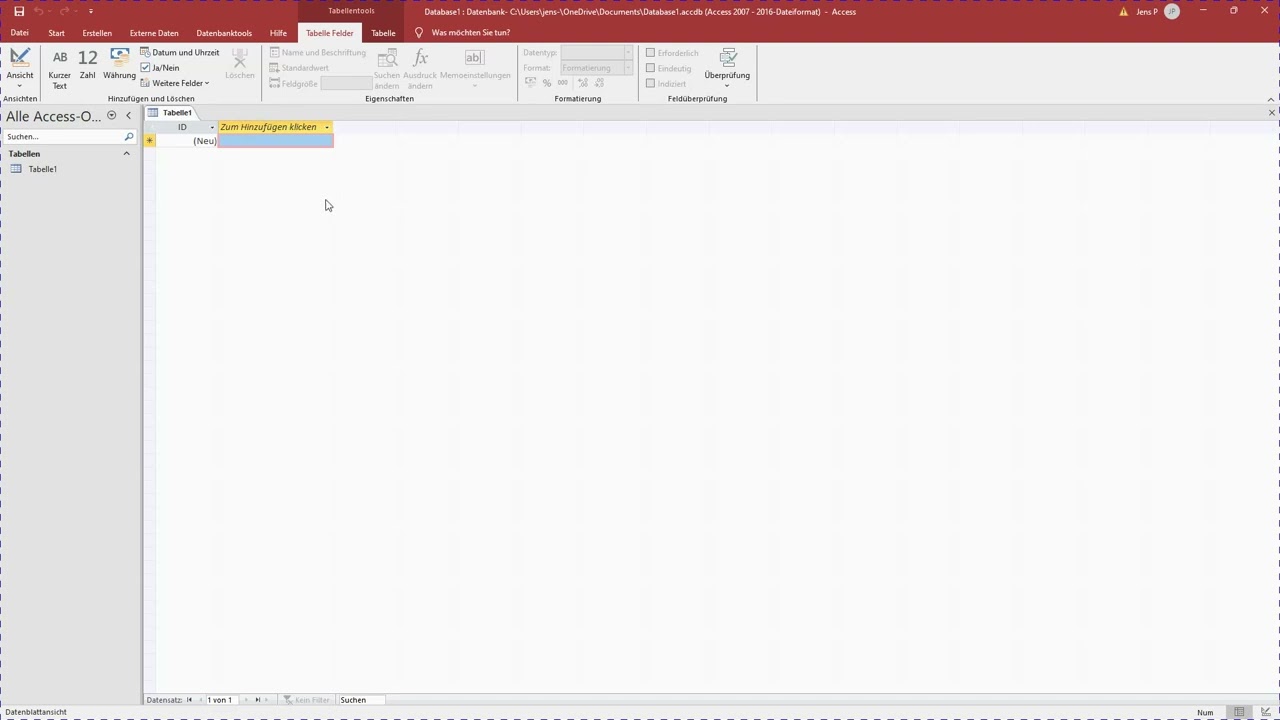 MS Access - Benutzeroberfl&auml;che