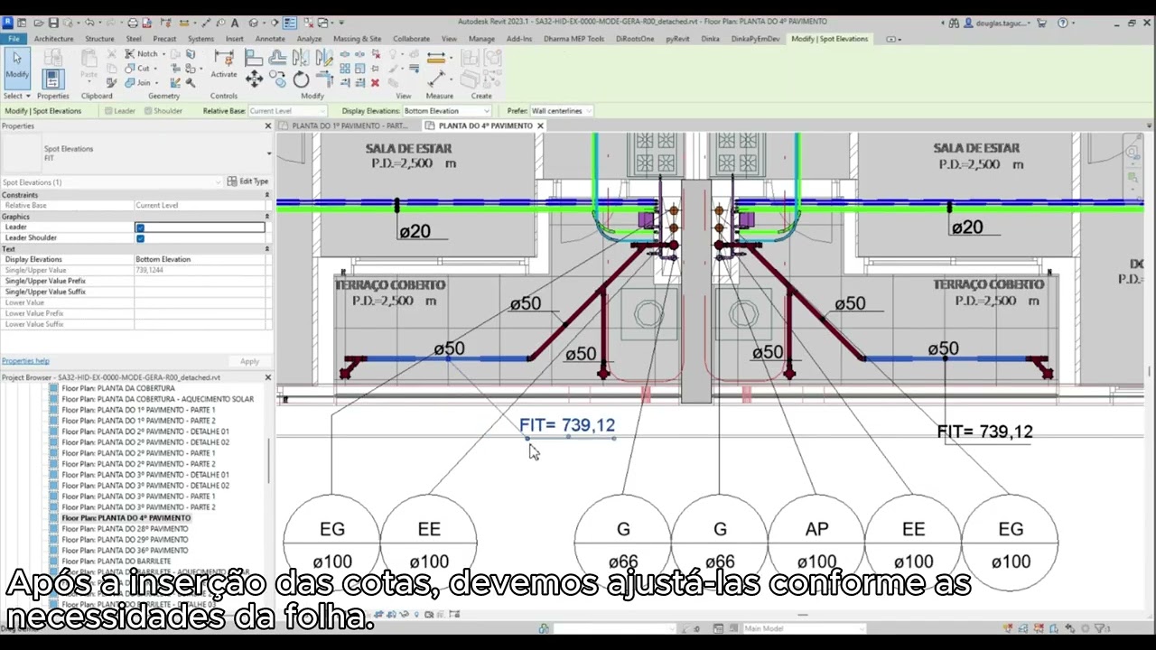 Rotina Dynamo para inserir cotas em vários elementos