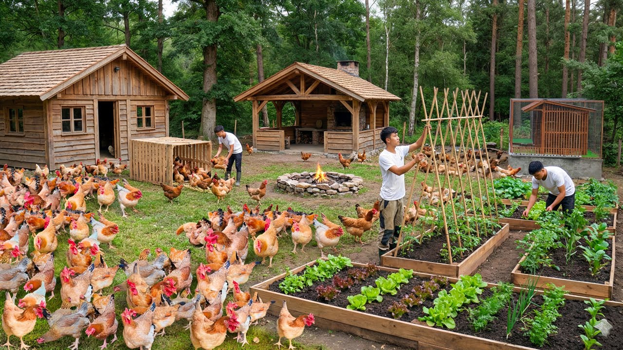 Surviving Alone in the Wild: Building a Trellis and Bringing 300 Chickens to the Farm