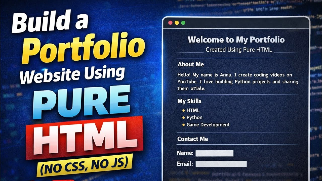 Built your own portfolio website || pure HTML || beginner friendly 