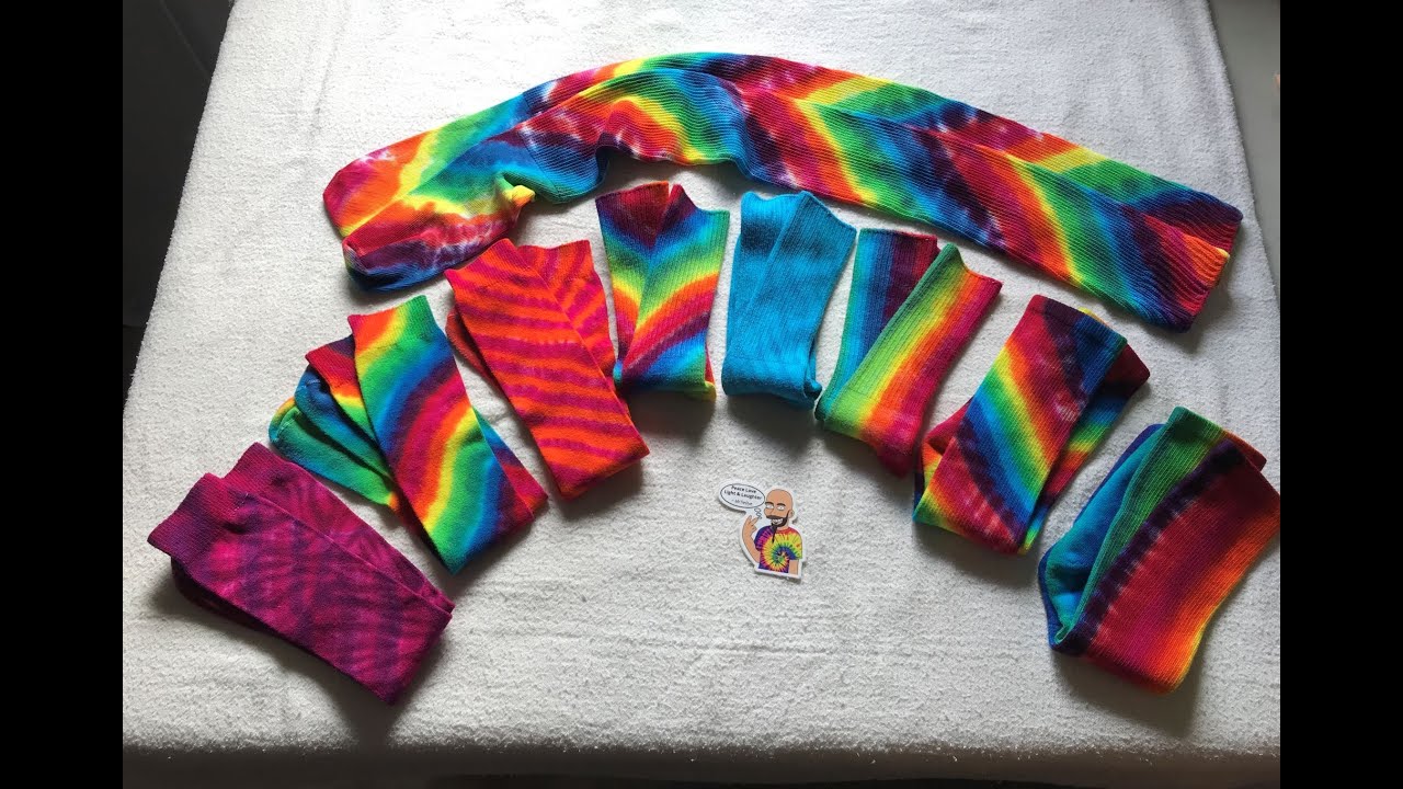 Watch Me Make Crazy Colorful Tie-Dye Candy Cane Spiral Socks plus a bonus Tee ✌️ at the end