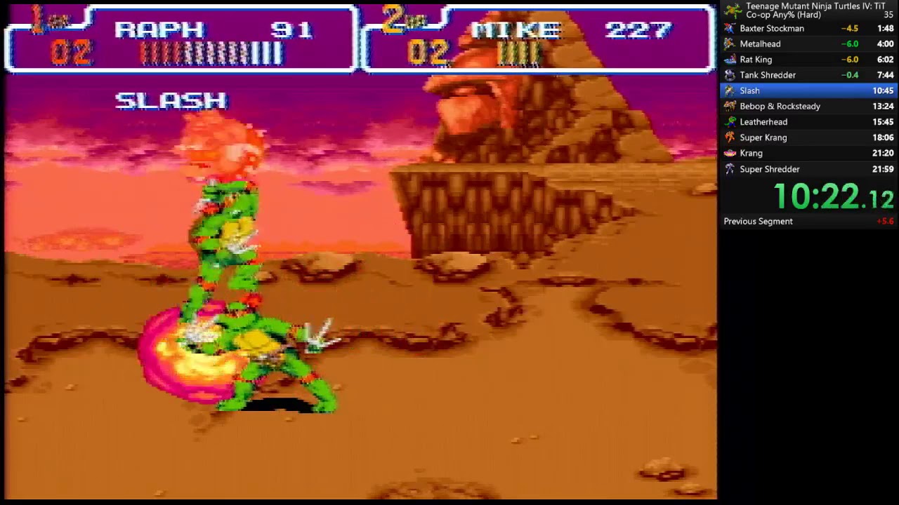 TMNT IV: Turtles in Time (SNES) co-op speedrun [former WR] by Sinister1 and Mikwuyma in 21:30