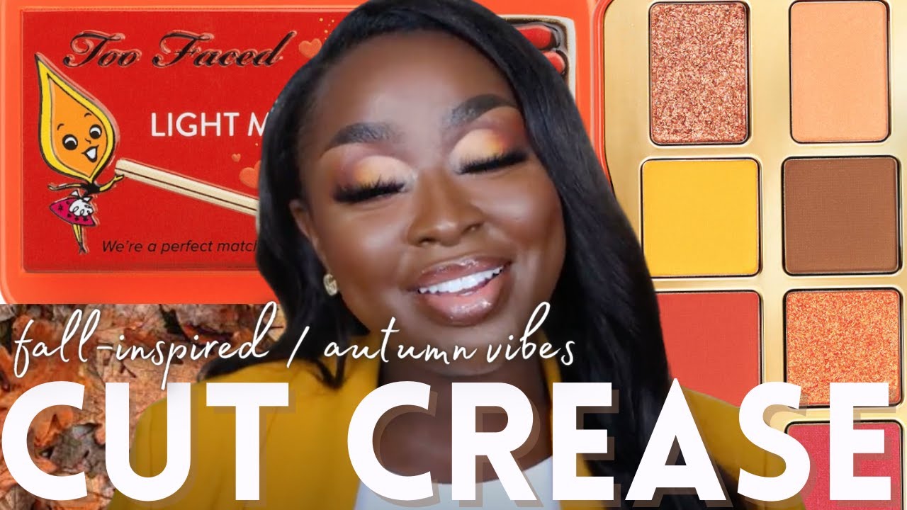 FALL SUNSET VIBES EYESHADOW *CUT CREASE* MAKEUP TUTORIAL FOR DARK SKIN WOMEN | Mena Adubea