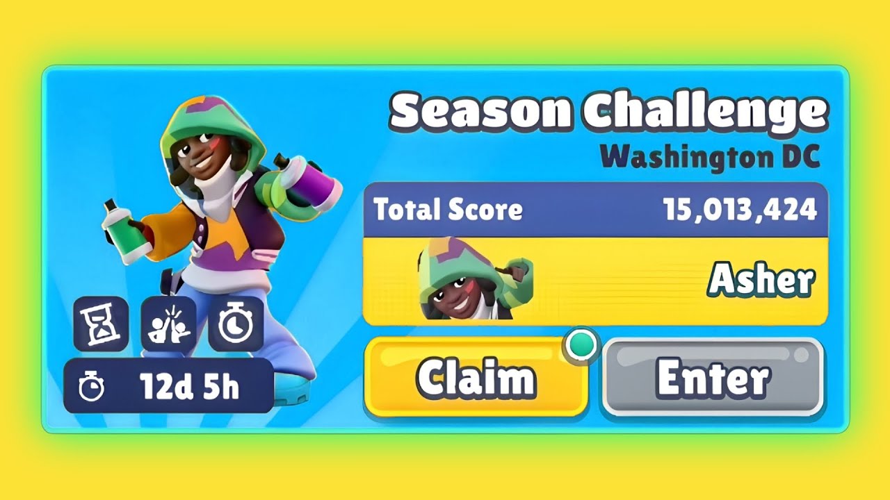 Unlock Asher 🎆 in Subway Surfers Washington D.C. 2025 - Season Challenge Finish 🇺🇸