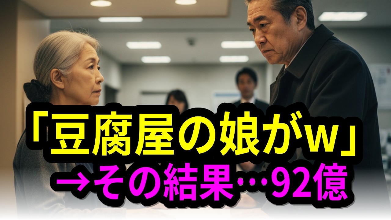 【スカッとする話】「豆腐屋の娘なんかw」と41年間見下した夫→父の葬式で離婚届を投げつけたその日, 92億円ビルのオーナーが妻だと判明し顔面蒼白【実話】